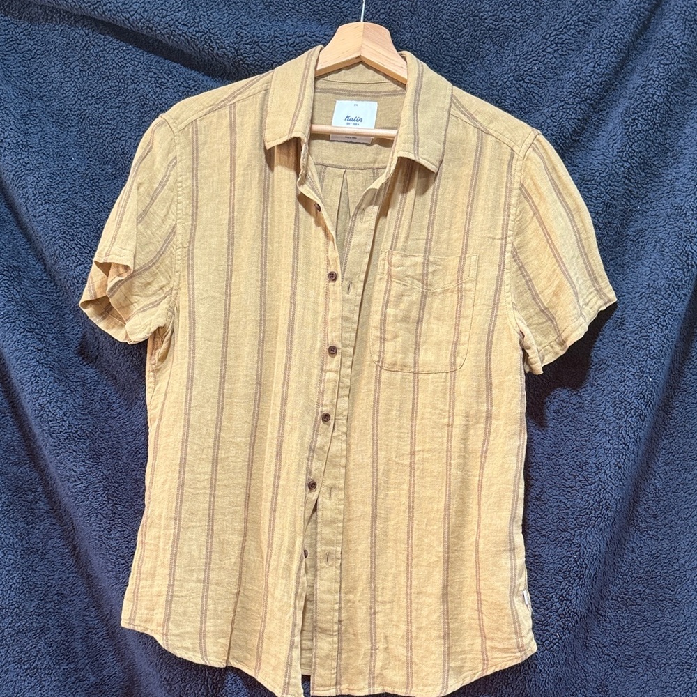 Katin Beige Striped Casual Button Down Shirt